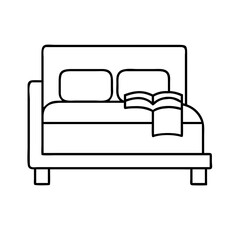 book in bed icon, book in bed line art - simple line art of book in bed, perfect for book in bed logos and icons