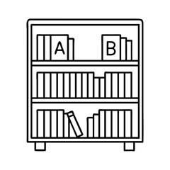 bookshelf with alphabet letters icon, bookshelf with alphabet letters line art - simple line art of bookshelf with alphabet letters, perfect for bookshelf with alphabet letters logos and icons