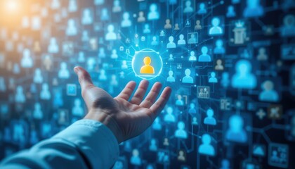 hand pushing a button on a touch screen interface