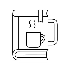 book themed mug icon, book themed mug line art - simple line art of book themed mug, perfect for book themed mug logos and icons