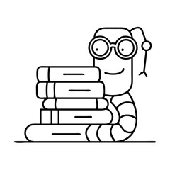 bookworm icon, bookworm line art - simple line art of bookworm, perfect for bookworm logos and icons