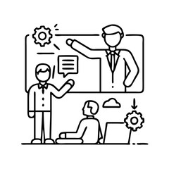 boss guiding a project icon, boss guiding a project line art - simple line art of boss guiding a project, perfect for boss guiding a project logos and icons