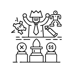boss battle icon, boss battle line art - simple line art of boss battle, perfect for boss battle logos and icons