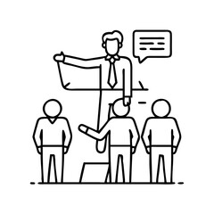 boss guiding a project icon, boss guiding a project line art - simple line art of boss guiding a project, perfect for boss guiding a project logos and icons