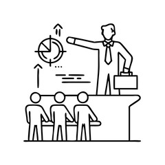 boss guiding a project icon, boss guiding a project line art - simple line art of boss guiding a project, perfect for boss guiding a project logos and icons