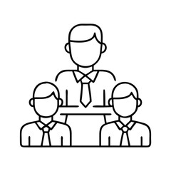 boss with team members icon, boss with team members line art - simple line art of boss with team members, perfect for boss with team members logos and icons