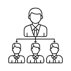 boss with team members icon, boss with team members line art - simple line art of boss with team members, perfect for boss with team members logos and icons