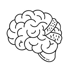 brain with band aid icon, brain with band aid line art - simple line art of brain with band aid, perfect for brain with band aid logos and icons