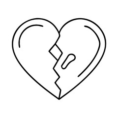 broken heart for love poems icon, broken heart for love poems line art - simple line art of broken heart for love poems, perfect for broken heart for love poems logos and icons