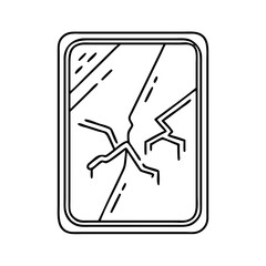 broken mirror icon, broken mirror line art - simple line art of broken mirror, perfect for broken mirror logos and icons