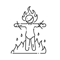 burning effigy icon, burning effigy line art - simple line art of burning effigy, perfect for burning effigy logos and icons