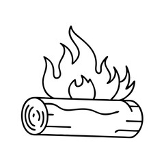 burning log icon, burning log line art - simple line art of burning log, perfect for burning log logos and icons