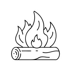 burning log icon, burning log line art - simple line art of burning log, perfect for burning log logos and icons