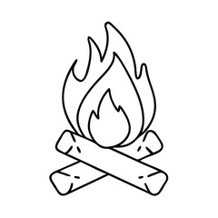 campfire icon, campfire line art - simple line art of campfire, perfect for campfire logos and icons