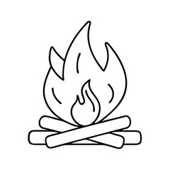 campfire icon, campfire line art - simple line art of campfire, perfect for campfire logos and icons