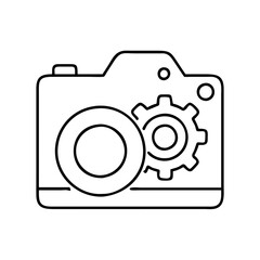 camera settings icon, camera settings line art - simple line art of camera settings, perfect for camera settings logos and icons
