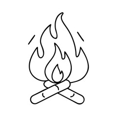campfire icon, campfire line art - simple line art of campfire, perfect for campfire logos and icons