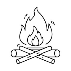 campfire icon, campfire line art - simple line art of campfire, perfect for campfire logos and icons