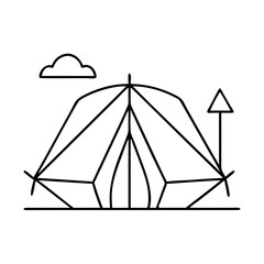 camping tent icon, camping tent line art - simple line art of camping tent, perfect for camping tent logos and icons