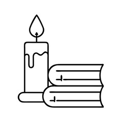 candle by a book icon, candle by a book line art - simple line art of candle by a book, perfect for candle by a book logos and icons