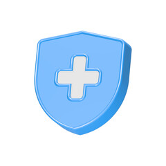 Fototapeta premium cross medical icon 3d rendering with shield