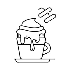 caramel drizzle on coffee icon, caramel drizzle on coffee line art - simple line art of caramel drizzle on coffee, perfect for caramel drizzle on coffee logos and icons