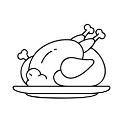 carved turkey on platter icon, carved turkey on platter line art - simple line art of carved turkey on platter, perfect for carved turkey on platter logos and icons