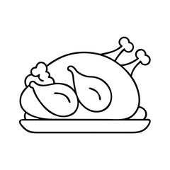 carved turkey on platter icon, carved turkey on platter line art - simple line art of carved turkey on platter, perfect for carved turkey on platter logos and icons