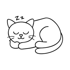 cat napping icon, cat napping line art - simple line art of cat napping, perfect for cat napping logos and icons