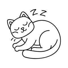 cat napping icon, cat napping line art - simple line art of cat napping, perfect for cat napping logos and icons