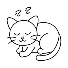 cat napping icon, cat napping line art - simple line art of cat napping, perfect for cat napping logos and icons