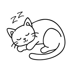 cat napping icon, cat napping line art - simple line art of cat napping, perfect for cat napping logos and icons