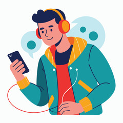 man listening to music vector