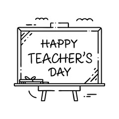 chalkboard with happy teachers day text icon