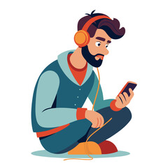 man listening to music vector