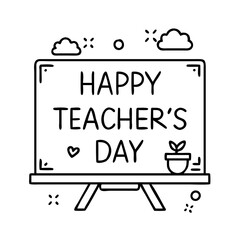 chalkboard with happy teachers day text icon