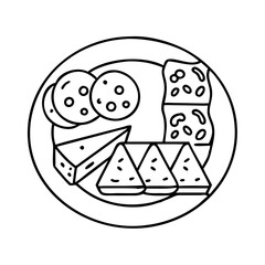 cheese platter icon, cheese platter line art - simple line art of cheese platter, perfect for cheese platter logos and icons