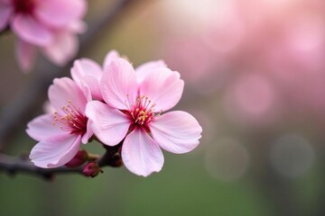 Obraz premium Delicate pink sakura blossoms, full bloom, soft petals , nature, blossom