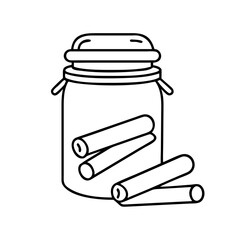 cinnamon spice jar icon, cinnamon spice jar line art - simple line art of cinnamon spice jar, perfect for cinnamon spice jar logos and icons