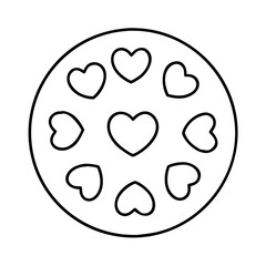 circle of hearts icon, circle of hearts line art - simple line art of circle of hearts, perfect for circle of hearts logos and icons