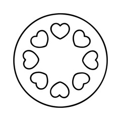 circle of hearts icon, circle of hearts line art - simple line art of circle of hearts, perfect for circle of hearts logos and icons