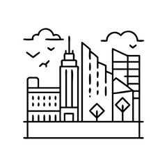 cityscape photo icon, cityscape photo line art - simple line art of cityscape photo, perfect for cityscape photo logos and icons