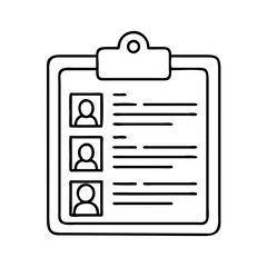 class roster clipboard icon, class roster clipboard line art - simple line art of class roster clipboard, perfect for class roster clipboard logos and icons