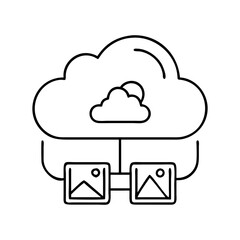 cloud storage for photos icon, cloud storage for photos line art - simple line art of cloud storage for photos, perfect for cloud storage for photos logos and icons