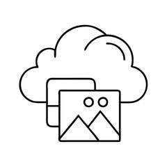 cloud storage for photos icon, cloud storage for photos line art - simple line art of cloud storage for photos, perfect for cloud storage for photos logos and icons