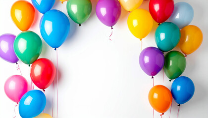 カラフルな風船と白い背景