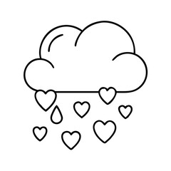 cloud with heart raindrops icon, cloud with heart raindrops line art - simple line art of cloud with heart raindrops, perfect for cloud with heart raindrops logos and icons