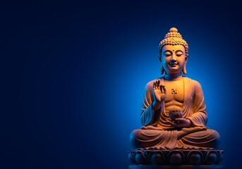 Obraz premium Sacred Illumination—A Graceful Buddha Purnima Celebration with Warm, Luminous Tones