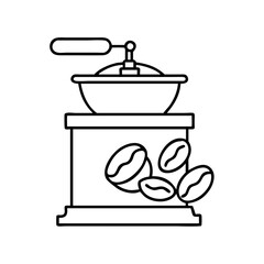 coffee bean grinder icon, coffee bean grinder line art - simple line art of coffee bean grinder, perfect for coffee bean grinder logos and icons