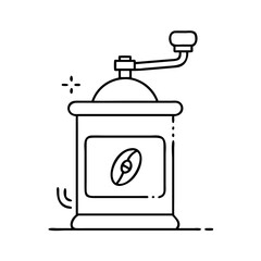 coffee bean grinder icon, coffee bean grinder line art - simple line art of coffee bean grinder, perfect for coffee bean grinder logos and icons